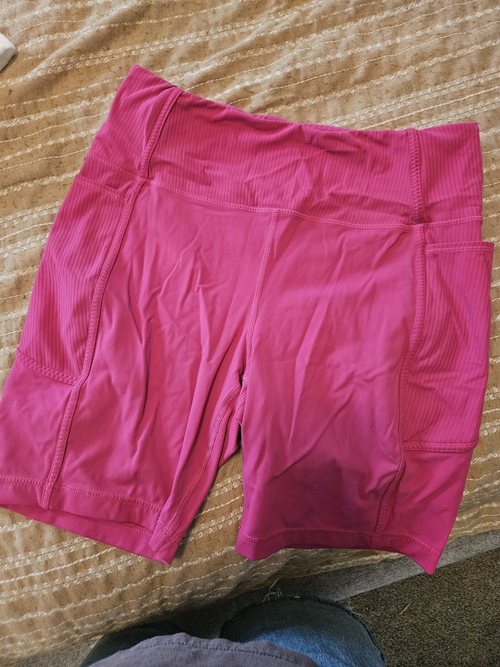 Mondetta Fuchsia High-Rise Bike Shorts with Side Pockets